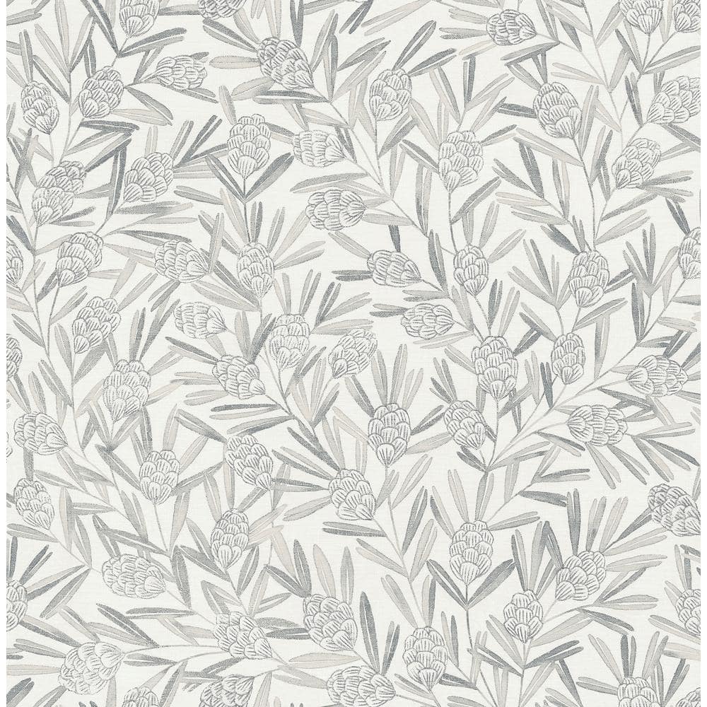 Zulma Soft Grey 3D Botanical Non-Woven Wallpaper