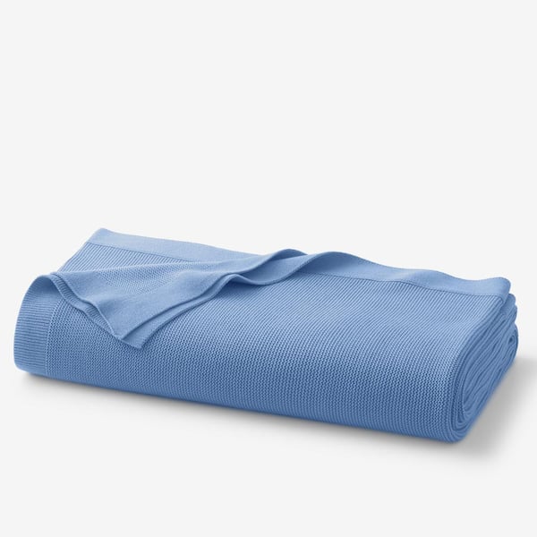 The Company Store Company Cotton All Season Knit Blue Cotton Full/Queen Blanket