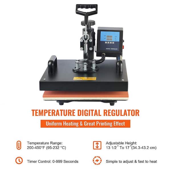 8 in 1 Heat Press Machine, 360° Rotation Swing Away Sublimation Machine, 15 in. x 15 in. Working Area