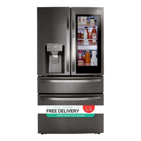 23 cu. ft. 4-Door French Door Refrigerator w/ InstaView, Craft Ice in PrintProof Black Stainless Steel, Counter Depth