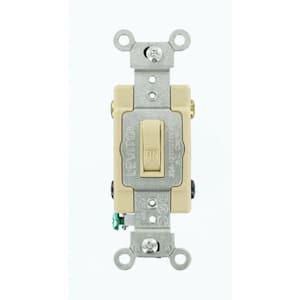 20 Amp Commercial Grade Double-Pole Toggle Switch, Ivory