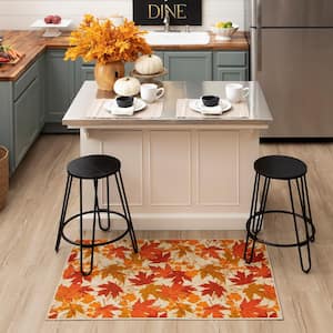 Fall Leaves Multi 2 ft. x 3 ft. 4 in. Machine Washable Area Rug