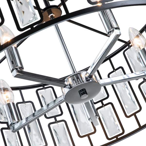 C Cattleya 5-Light Black and Chrome Chandelier with Rectangular