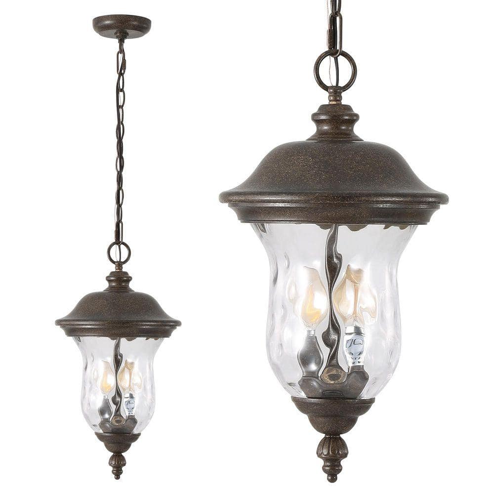 Jushua 19 in. H Rustic Outdoor Hanging Lantern, Weatherproof