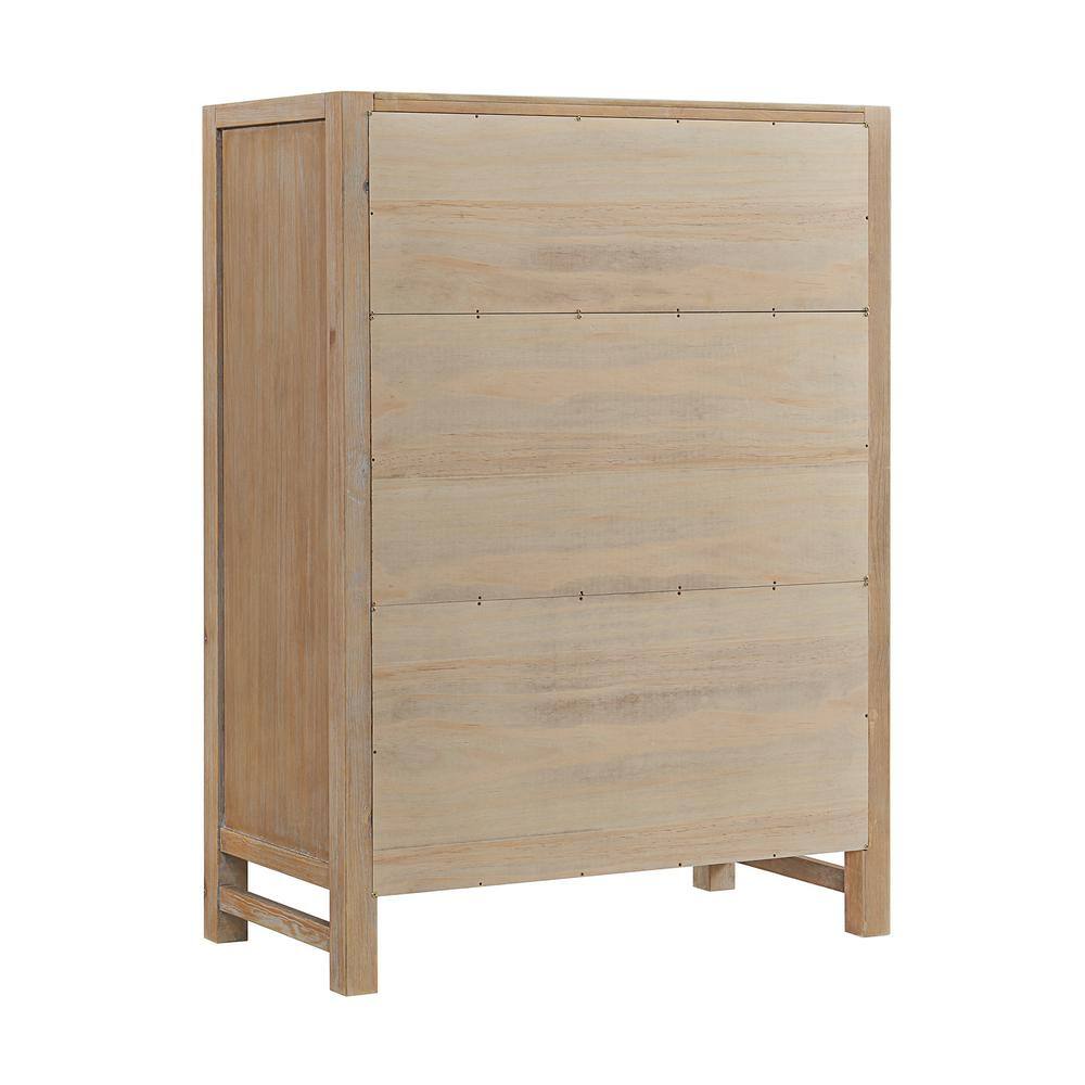 Arden Solid Pine Wood 5-Drawer Chest in Light Driftwood Finish