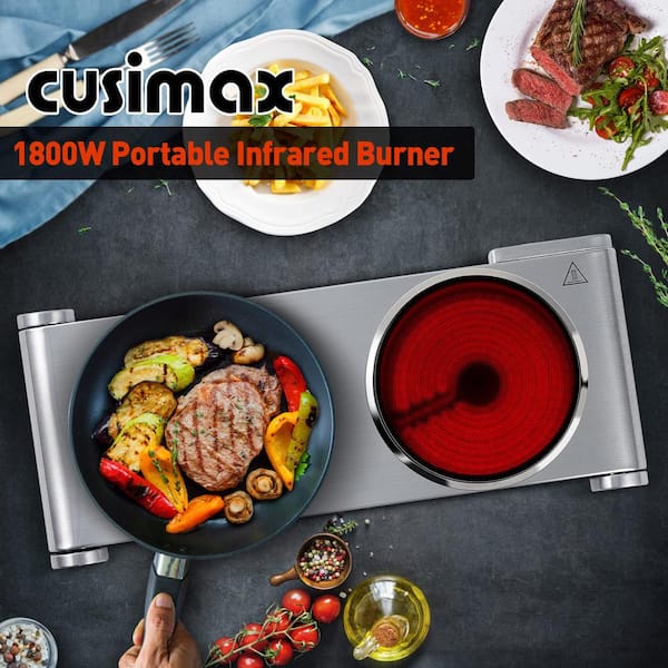 1800W Stainless Steel Infrared Cooktop with Non-slipping Feet and