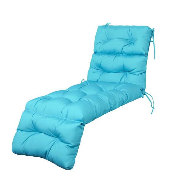 BLISSWALK Outdoor Chaise Lounge Cushions 71x24x4" Wicker Tufted Cushion for Patio Furniture in Sky Blue