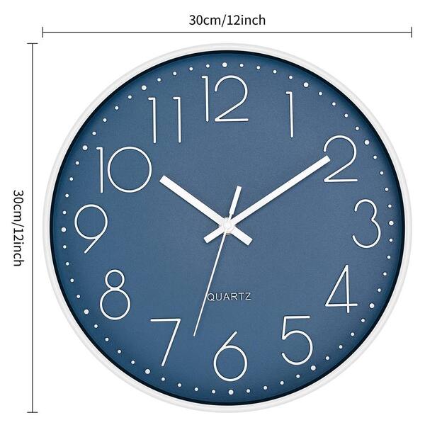 Afoxsos 12 in. Cerulean Analog Plastic Battery Operated Silent Non