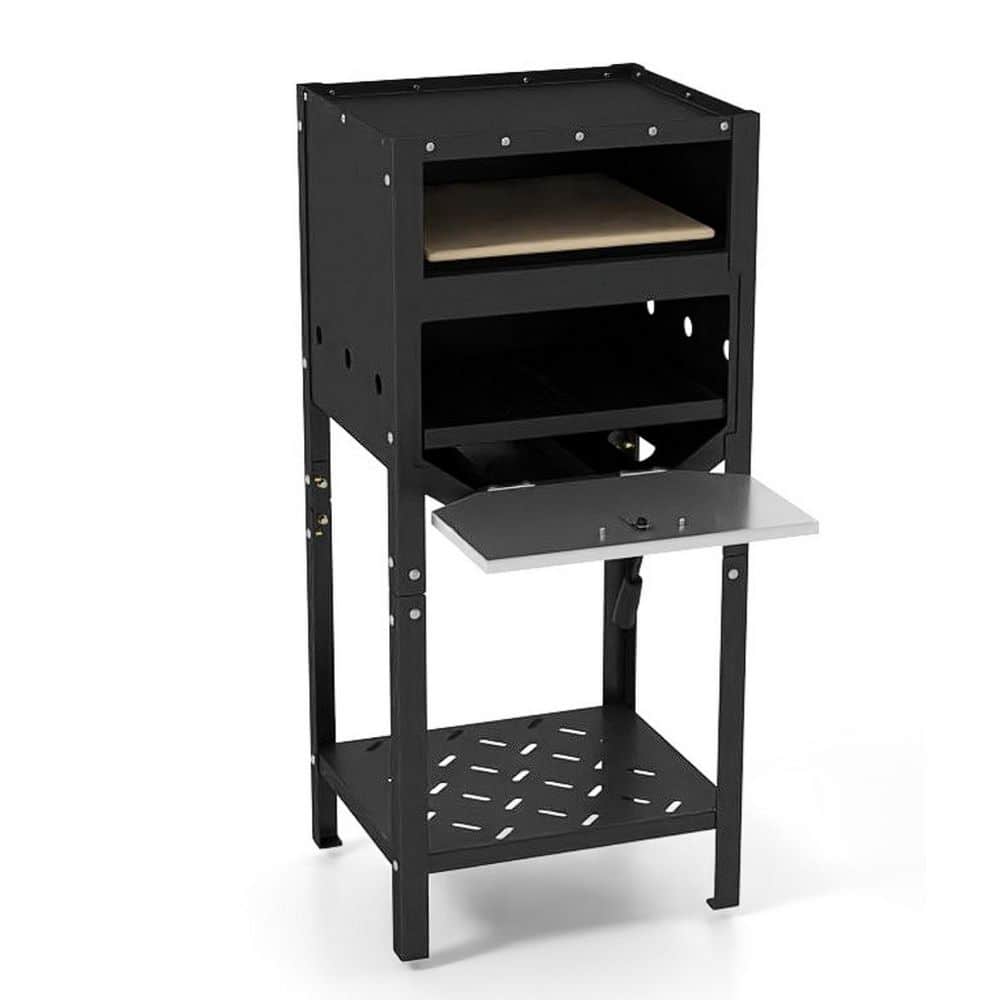 Costway 12 in. Outdoor Pizza Oven with Ash Tray and Wood Storage Pizza Stone Pizza Peel