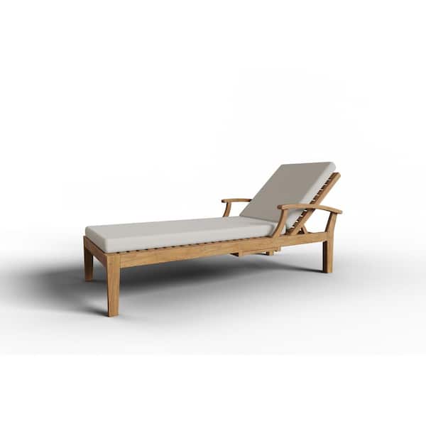 Unbranded Delaine Teak Outdoor Chaise Lounge with Sunbrella Cushion In Canvas