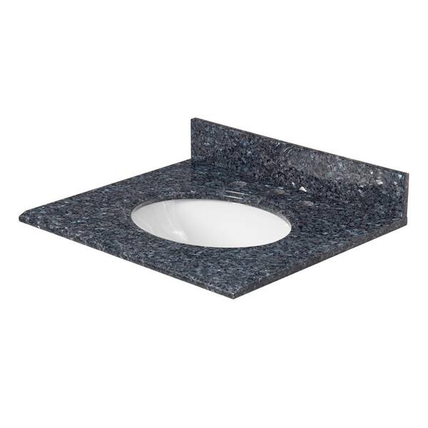 25 in. Granite Vanity Top in Blue Pearl with White Basin 25 in. Granite Vanity Top in Blue Pearl with White Basin