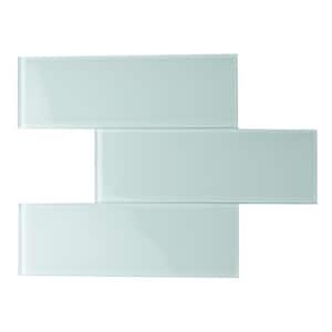 Glass Subway Wall Tile 3"x 9"x 6mm-Baby Blue