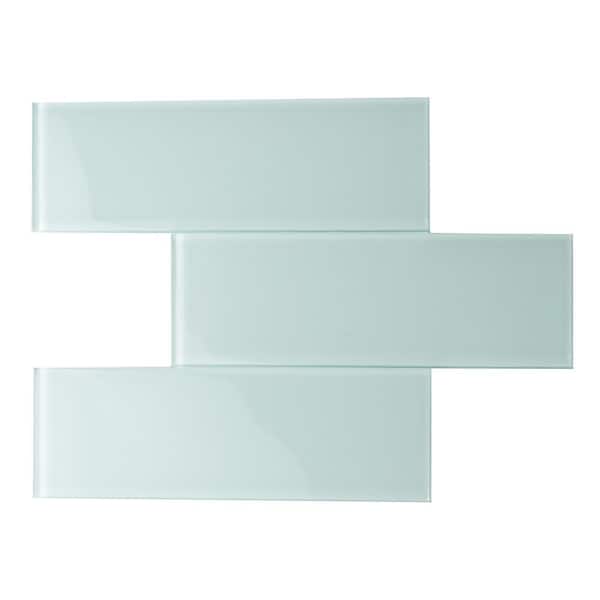 Giorbello Glass Subway 3 in. x 9 in. x 6mm Wall Tile Case - Baby Blue (27 Piece, 5 Sq.ft.)
