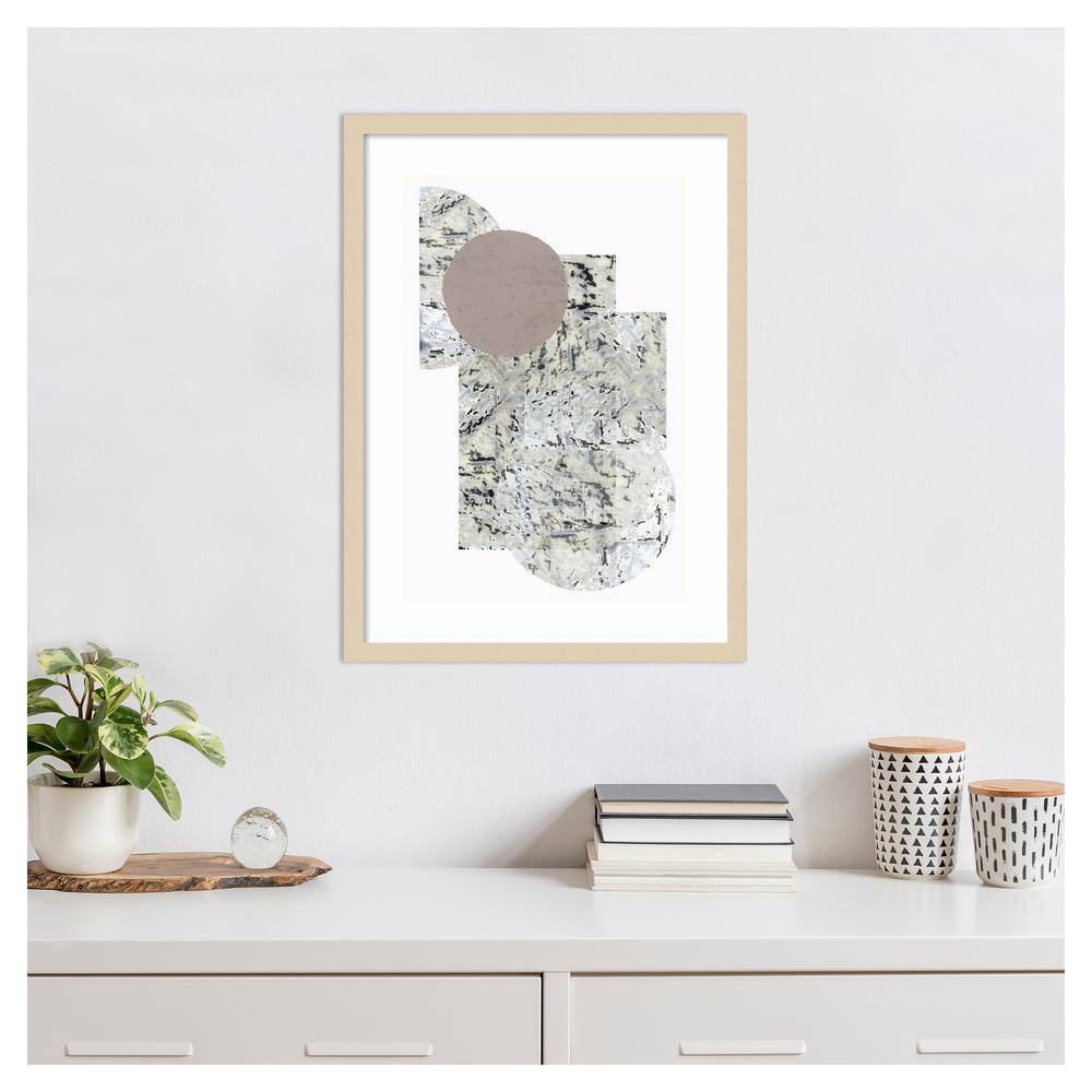 Direction II Abstract Geometric Framed Wall Art in Natural Wood
