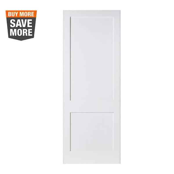 Krosswood Doors 30 in. x 96 in. Craftsman Shaker 2-Panel Primed Solid Hybrid Core MDF Interior Door Slab
