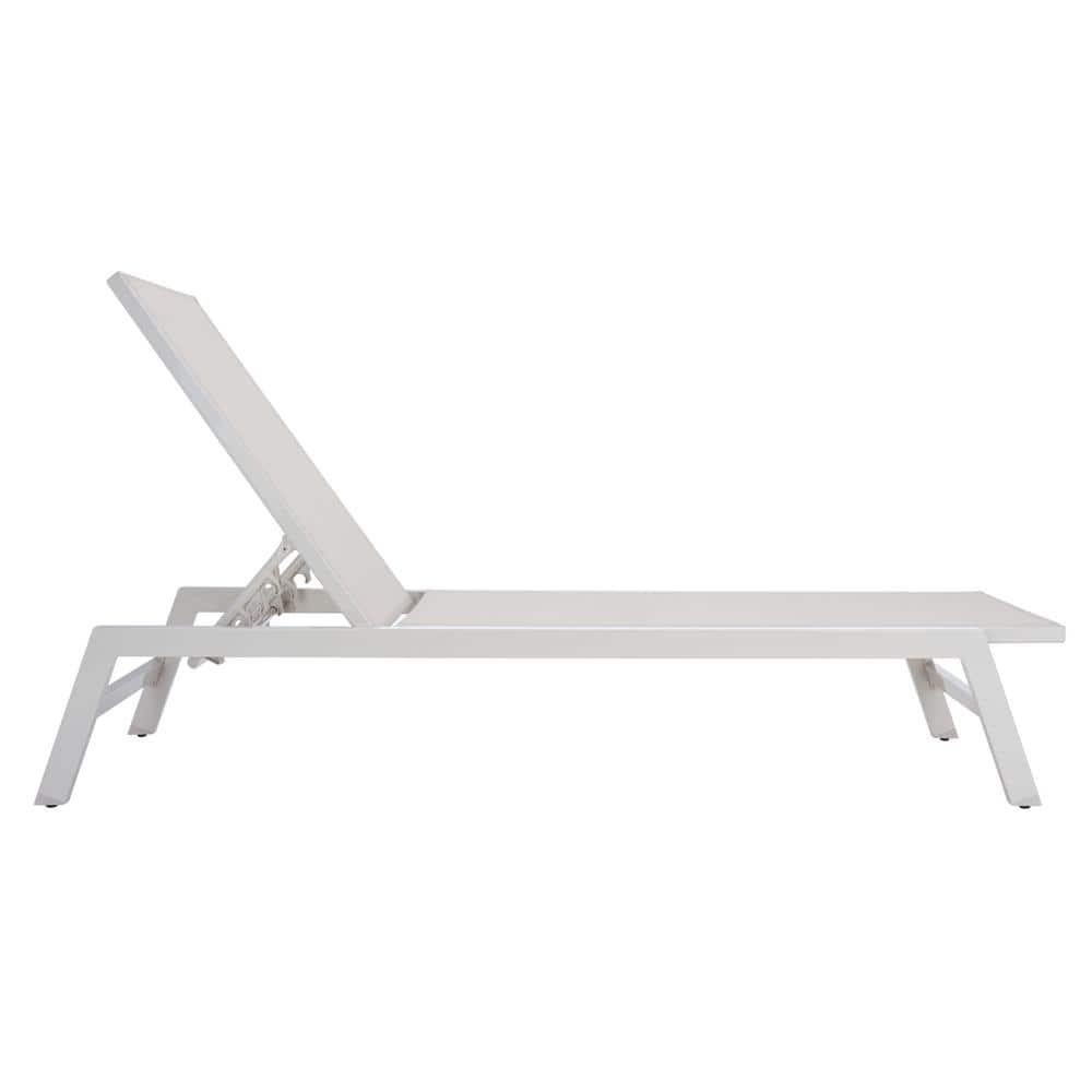 Coastal Breeze Silver and Beige Armless Chaise Lounger with Cushions