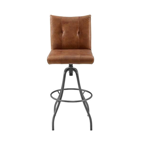 Genuine leather discount swivel bar stools