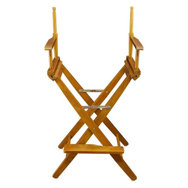 30" Foldable Director's Chair - Solid Wood, Black Canvas, Bar Height