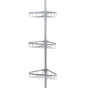 Tension Pole Shower Caddy in Satin Chrome with 3-Shelves