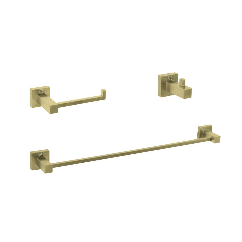 Timeless Home 3-Piece Bath Hardware Set with Mounting Hardware in Brushed G