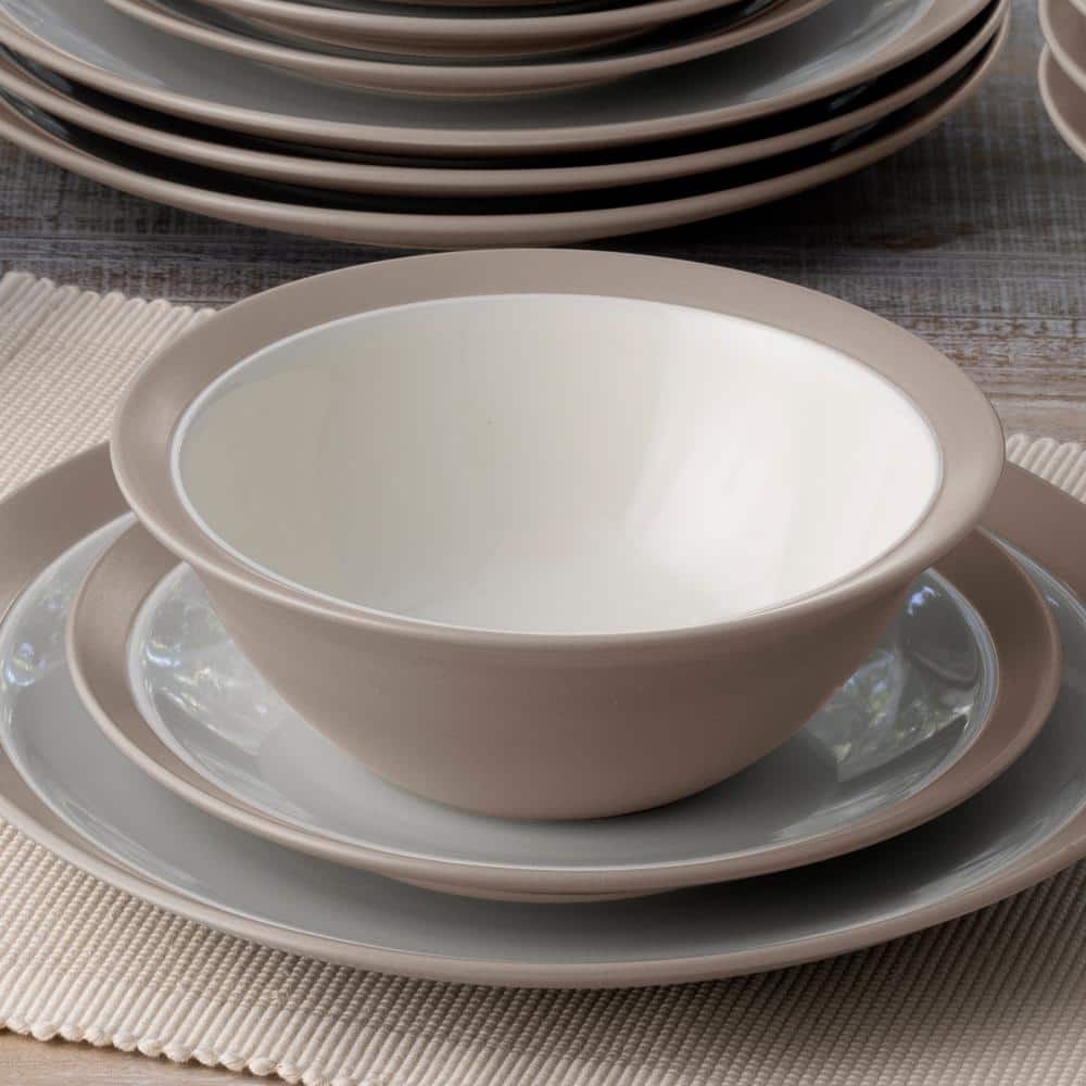Sand Ceramic 4-Piece Breakfast Bowl and Plate Set