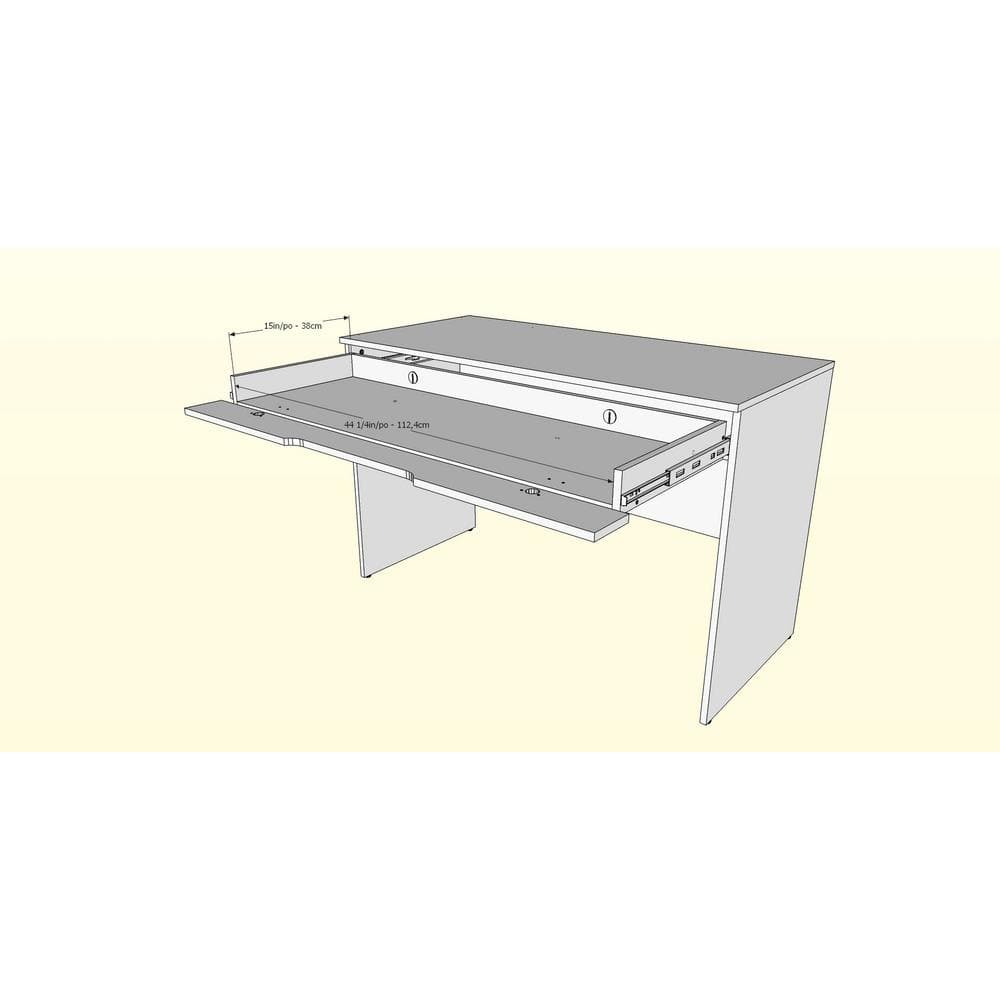White Wood Desk with Drawer and Keyboard Tray