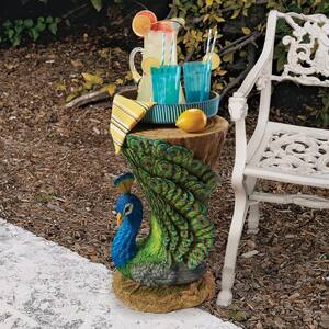 Provocative Peacock 22 in. H Sculptural Polyresin Outdoor Side Table