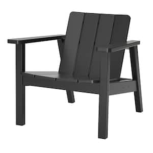 1-Piece Black Outdoor HDPE Adirondack Chair, All-Weather Adirondack Chair for Patio Garden Outdoors