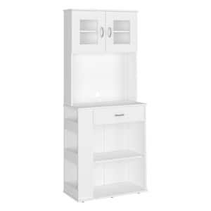 27.50 in. W x 13.70 in. D x 66.90 in. H White Double Door Linen Cabinet, 3 Side Shelves and A drawer