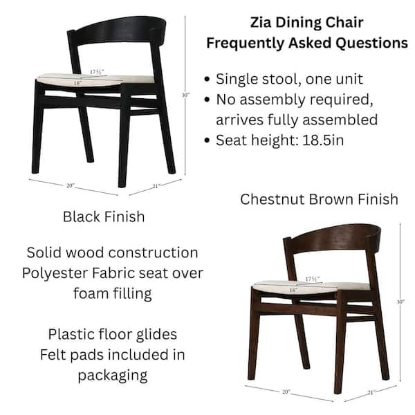 NewRidge Home Goods Zia Black Wood Dining Chair with Upholstered
