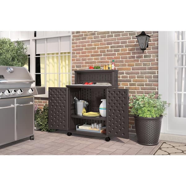 Suncast 47 Gal Patio Storage And Prep, Outdoor Grill Prep Table With Storage