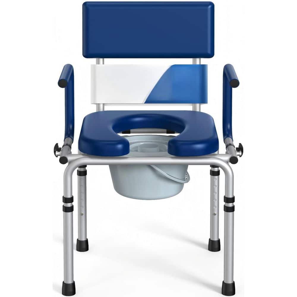 20.47 in. D x 22.05 in. W x 39 in. H Drop Arm Bedside Commode with Padded Seat and Backrest for Adults, Blue price history on PriceWatchPro