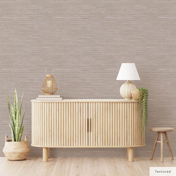 Pewter Faux Horizontal Grasscloth Vinyl Peel and Stick Textured Wallpaper Roll (Covers 56 sq. ft.)