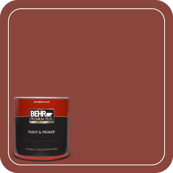 BEHR PREMIUM PLUS 1 qt. #ECC-46-3 Red Hawk Flat Exterior Paint & Primer