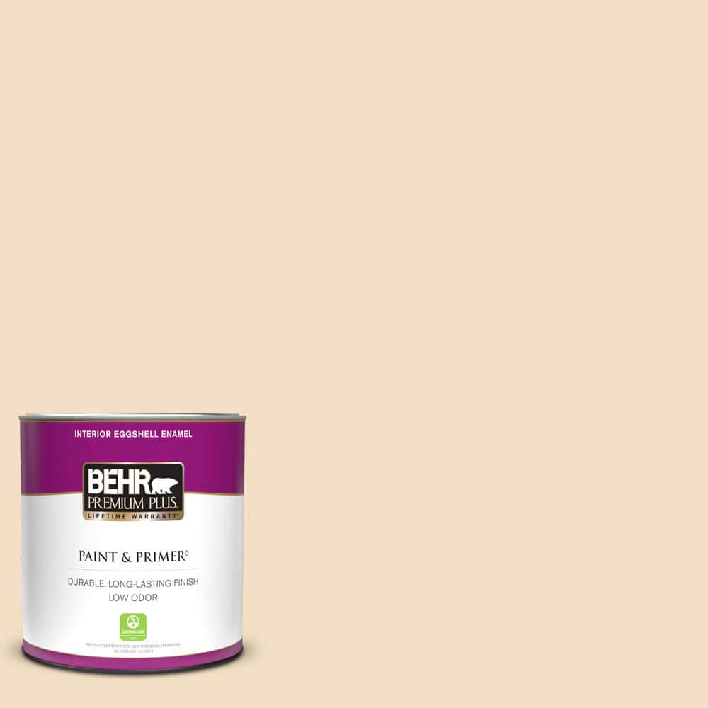 BEHR PREMIUM PLUS 1 qt. #22 Navajo White Eggshell Enamel Low Odor ...