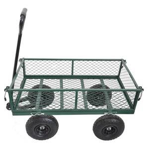 1100 lbs. Capacity Mesh Steel Garden Cart in Green with Removable Sides and  Wheels