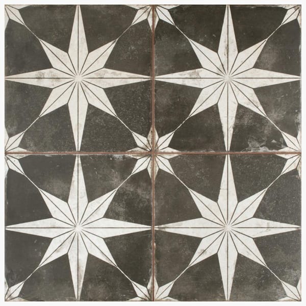 1:12th Red Orange And Blue Star Design Tile Sheet With Grey Grout 