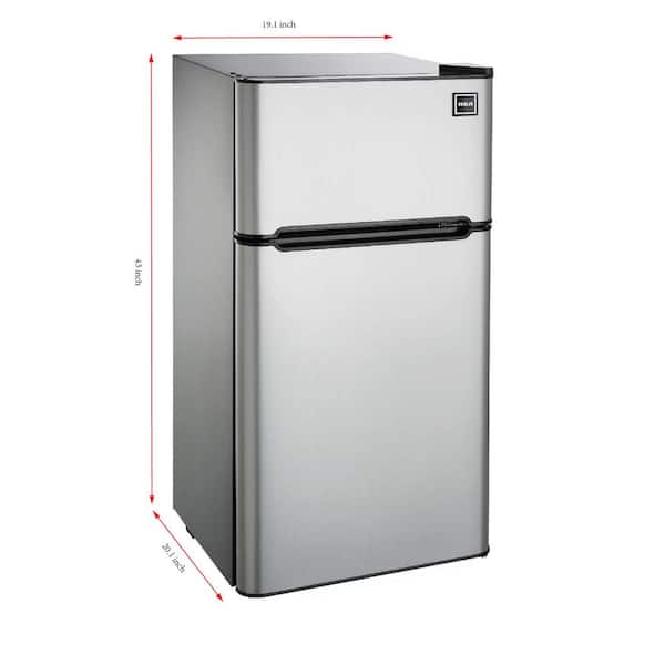 RCA RFR459 Compact Fridge with Freezer-Dual Adjustable Thermostat-Reversible Doo