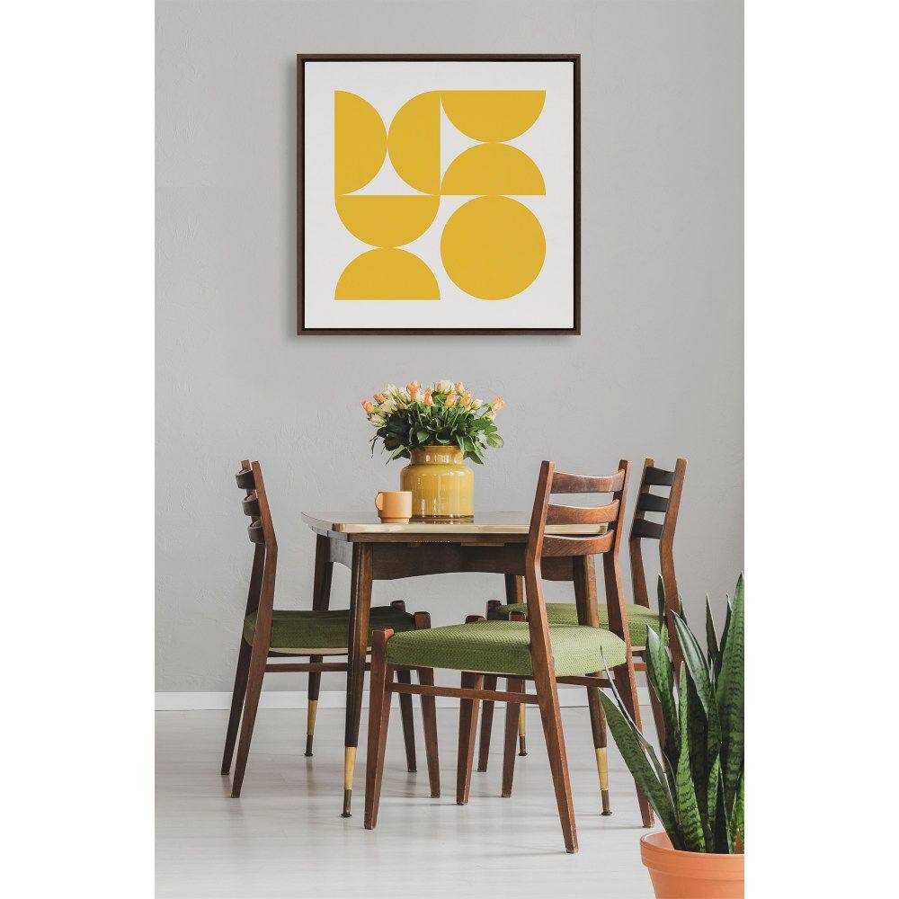Bold Geometric Sunshine Yellow Abstract Canvas Wall Art, 30x30