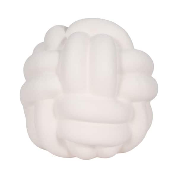 Liv & Skye White 9 in. x 8 in. Stoneware Knot Orb with Rough Texture