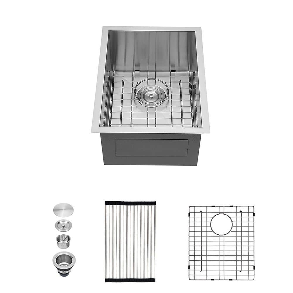 15 in. Undermount Single Bowl 16-Gauge Brushed Nickel Stainless Steel Kitchen Sink with Bottom Grids price history on PriceWatchPro