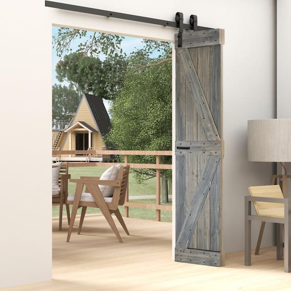 ISLIFE K Style 24in. x 80in.(12in. x80 in.x2Panels)Aged Barrel Solid Core Wood Bi-fold Door With Hardware Kit-Assembly Needed