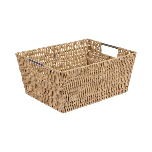 4 Pack, Wicker Baskets with Lids, Nautral Seagrass Storage Baskets, Woven  Rectangular Basket Bins, Rattan Storage Organizer for Shelf Honey Brown