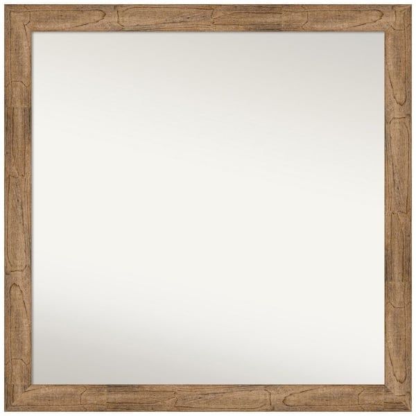 Amanti Art Owl Brown Narrow 29.5 in. W x 29.5 in. H Non-Beveled Wood Bathroom Wall Mirror in Brown