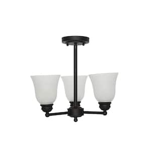 14.50 in. 3-Light Bronze Traditional Semi Flush Mount with LED Bulb Included