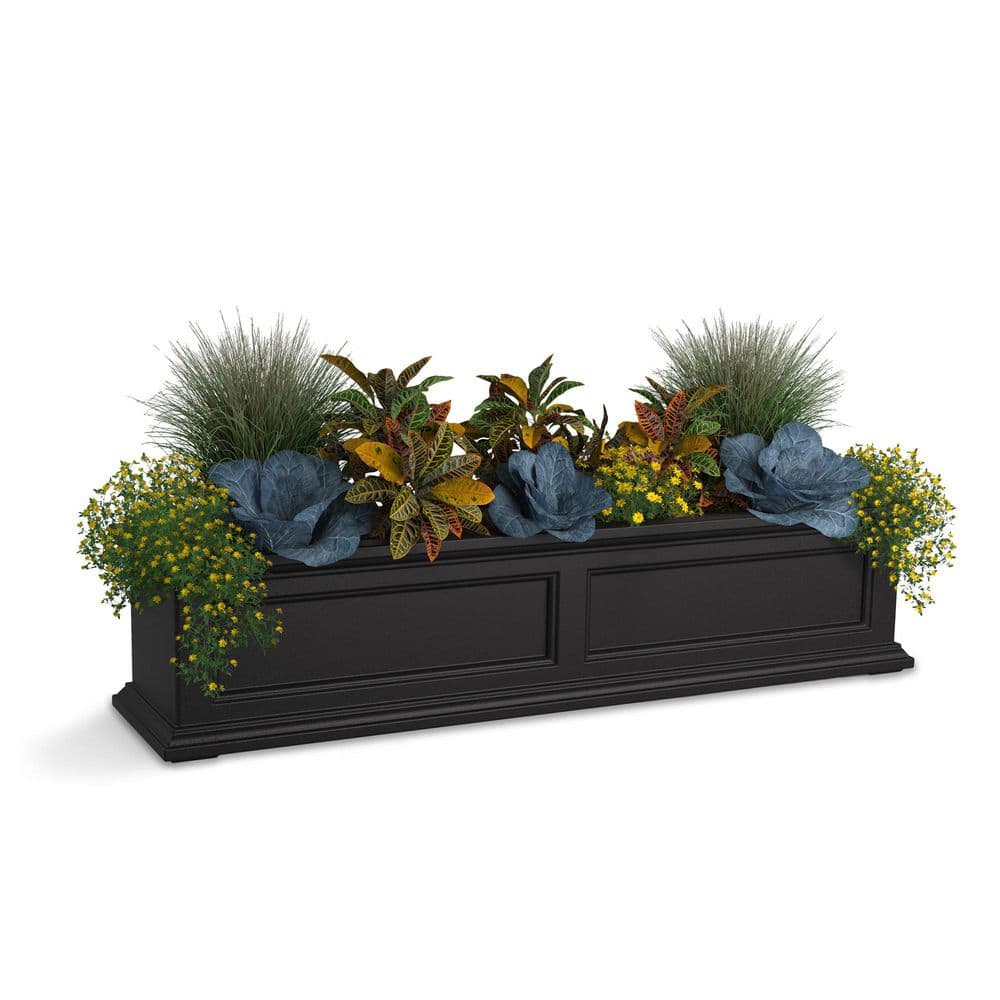Black Polyethylene Self-Watering Window Box Planter, 48-inch