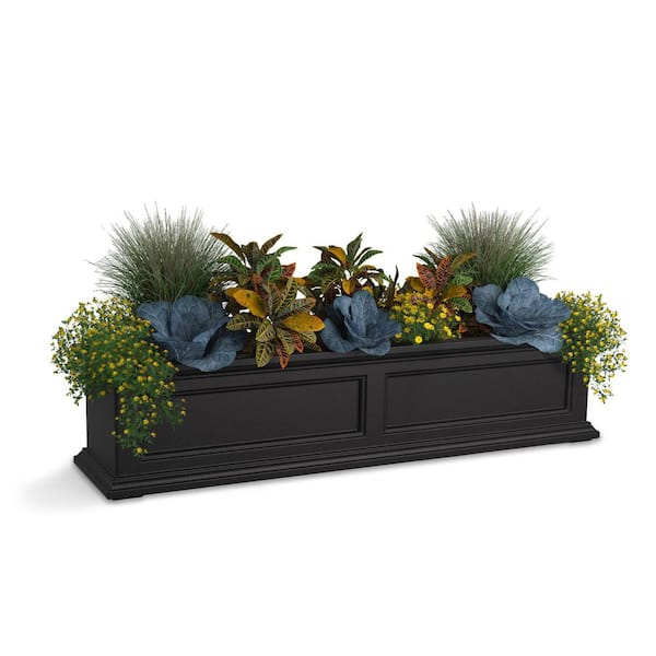 Fairfield 48 in. x 11 in. Self-Watering Black Polyethylene Window Box