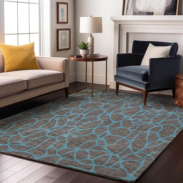Mayfield Premium Machine Washable Abstract AMF1023 Gray 10 ft. x 14 ft. Area Rug