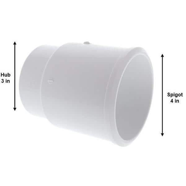 NIBCO 3 in. x 4 in. PVC DWV Hub x Spigot Soil Pipe Adapter Fitting