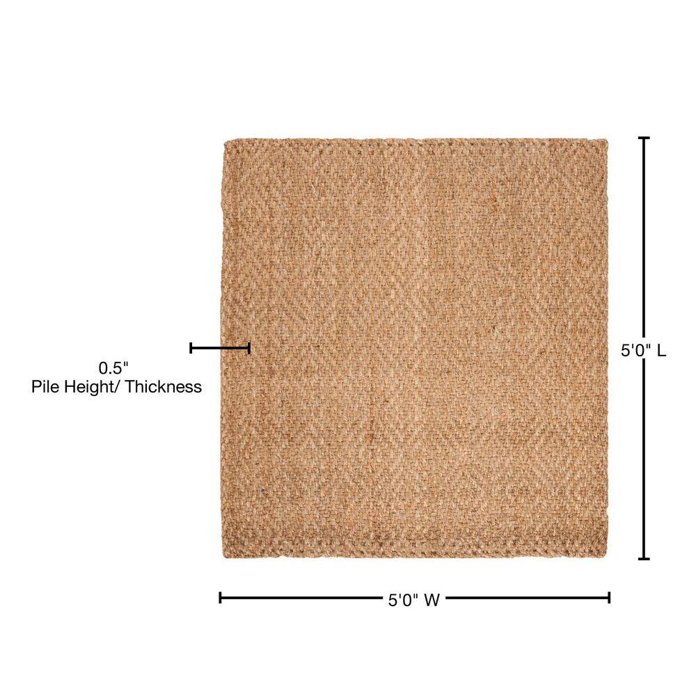 Handmade Beige Geometric Jute Square Area Rug